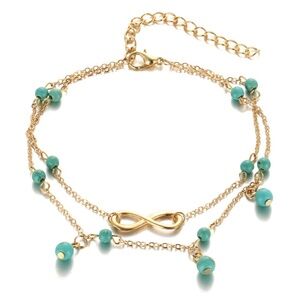 **ACE* Gold x Turquoise Layered Fashion Anklet